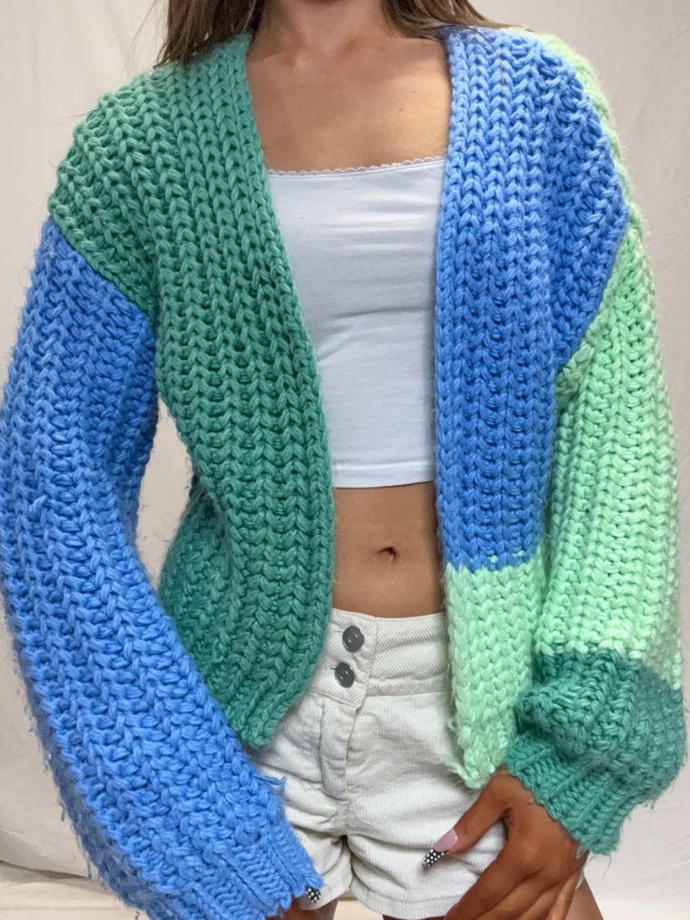 Wild Fable blue & green colorblock sweater
